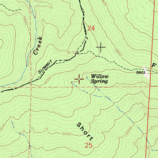 Topographic Map of Willow Spring, CA