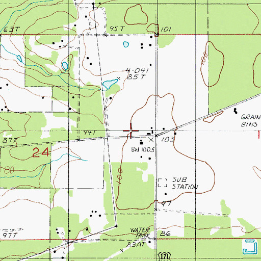 Topographic Map of Meadow Village Fire Department, LA