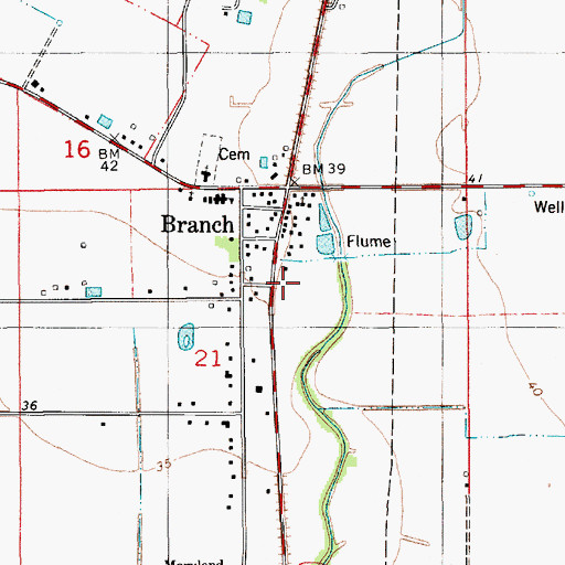 Topographic Map of Branch Volunteer Fire Department Substation 1, LA