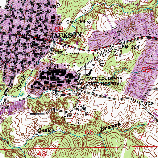 Topographic Map of Eastern Louisiana Mental Health System Fire Department, LA