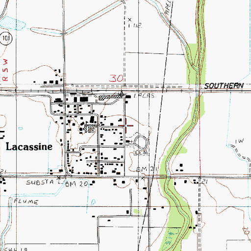 Topographic Map of Lacassine Volunteer Fire Department, LA