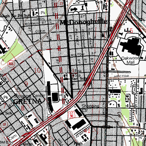 Topographic Map of David Crockett Steam Fire Company 1 Station 48, LA