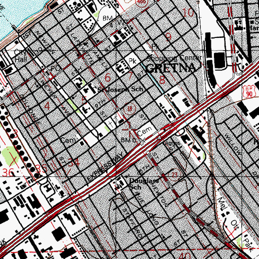 Topographic Map of David Crockett Steam Fire Company 1 Central Station, LA