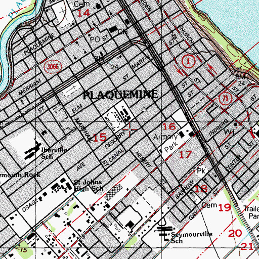 Topographic Map of Plaquemines Fire Department Southside Station, LA