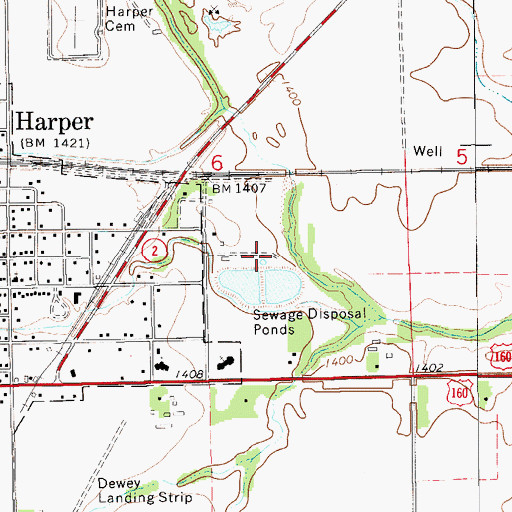 Topographic Map of Harper Wastewater Treatment Facility, KS