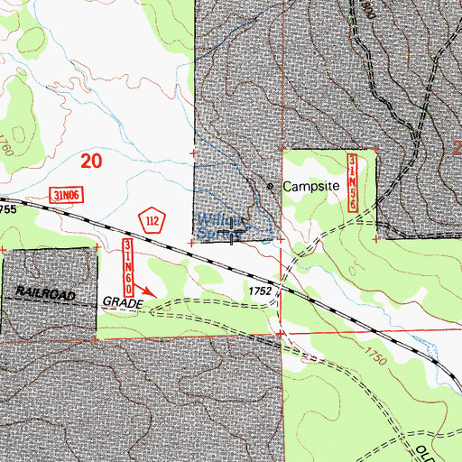 Topographic Map of Willow Spring, CA