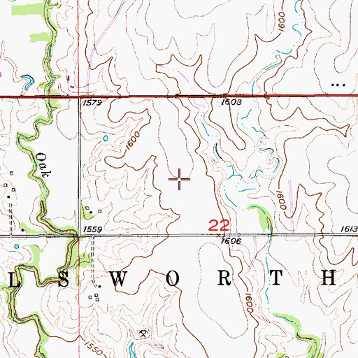 Topographic Map of Ellsworth Wastewater Plant, KS