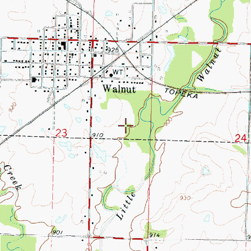 Topographic Map of Walnut Wastewater Treatment Plant, KS