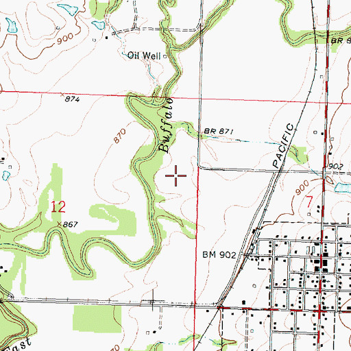 Topographic Map of Buffalo Wastewater Treatment Plant, KS