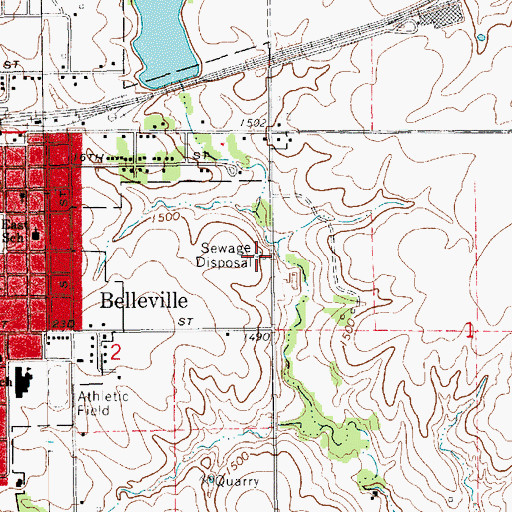 Topographic Map of Belleville Wastewater Treatment Facility, KS