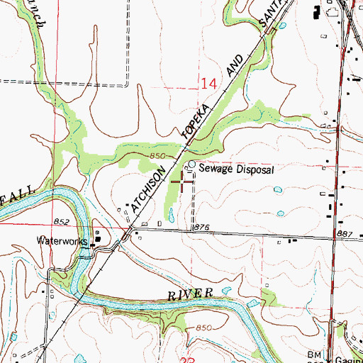 Topographic Map of Fredonia Wastewater Treatment Plant, KS