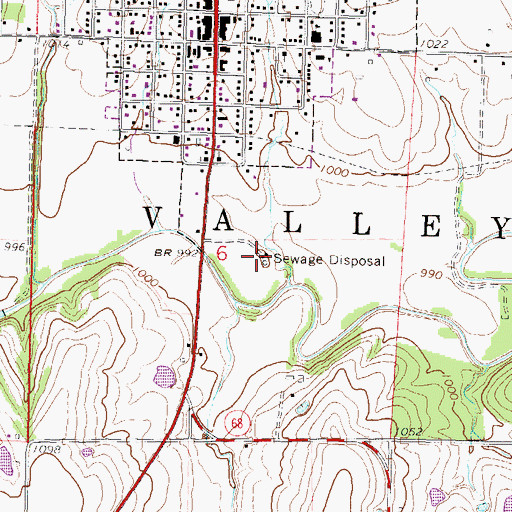 Topographic Map of Lyndon Wastewater Plant, KS