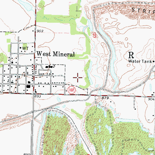 Topographic Map of West Mineral Wastewater Treatment Plant, KS