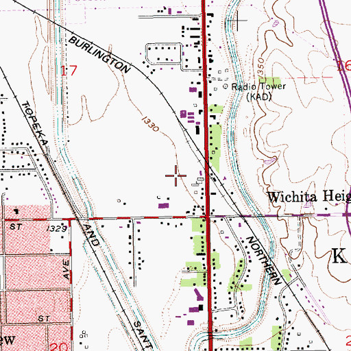 Topographic Map of Park City, KS
