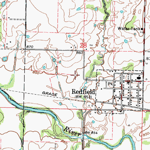 Topographic Map of Redfield Wastewater Plant, KS