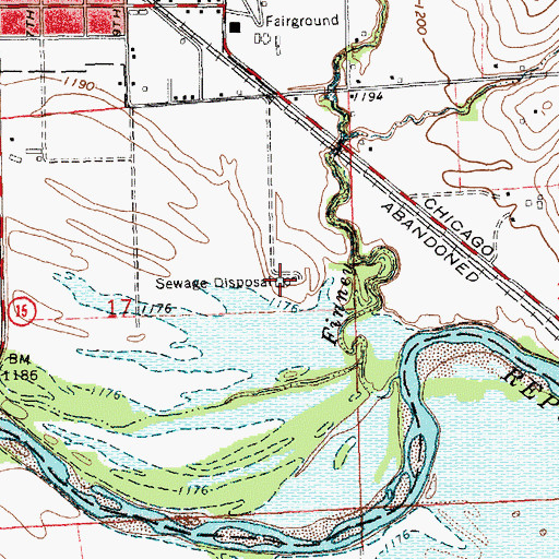 Topographic Map of Clay Center Sewage Plant, KS