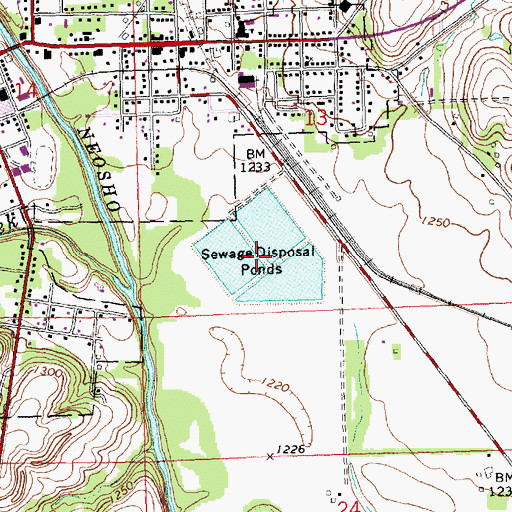 Topographic Map of Council Grove Sewer Treatment Plant, KS