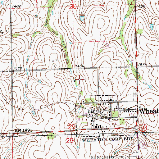 Topographic Map of Wheaton Wastewater Plant, KS