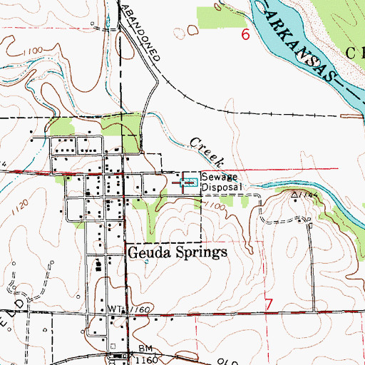 Topographic Map of Geuda Springs Wastewater Treatment Plant, KS