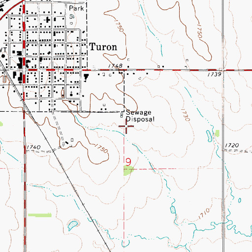 Topographic Map of Turon Wastewater Treatment Plant, KS