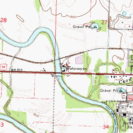 Topographic Map of Iola Water Treatment Plant, KS