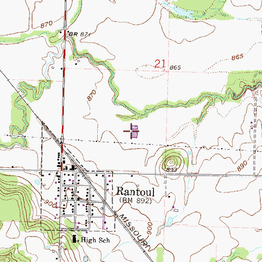 Topographic Map of Rantoul Sewer Treatment Plant, KS