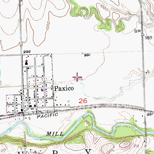 Topographic Map of Paxico Sewer Treatment Plant, KS