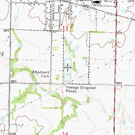 Topographic Map of Altamont Sewer Treatment Plant, KS