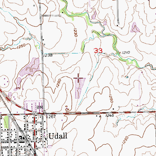 Topographic Map of Udall Wastewater Plant, KS