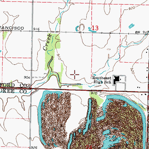 Topographic Map of Cherokee Wastewater Plant, KS