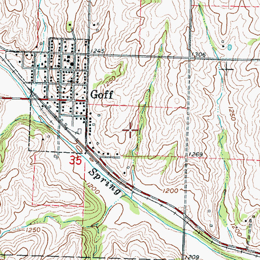 Topographic Map of Goff Wastewater Plant, KS
