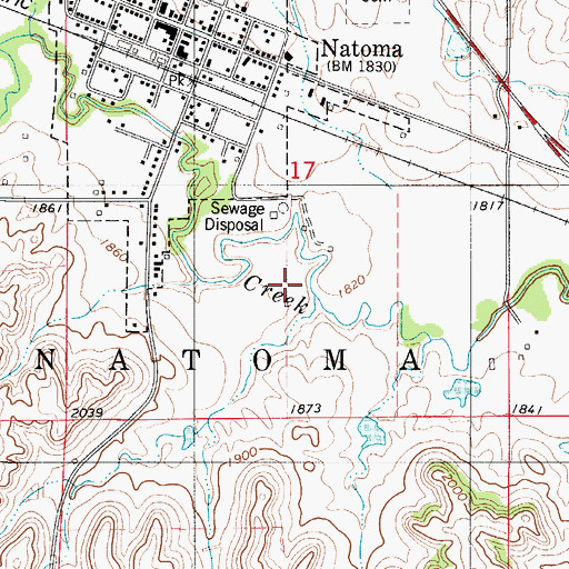 Topographic Map of Natoma Sewer Treatment Plant, KS