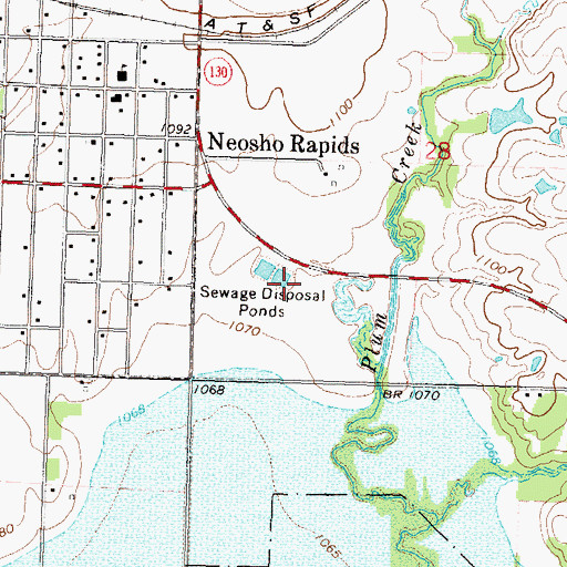 Topographic Map of Neosho Rapids Wastewater Treatment Plant, KS