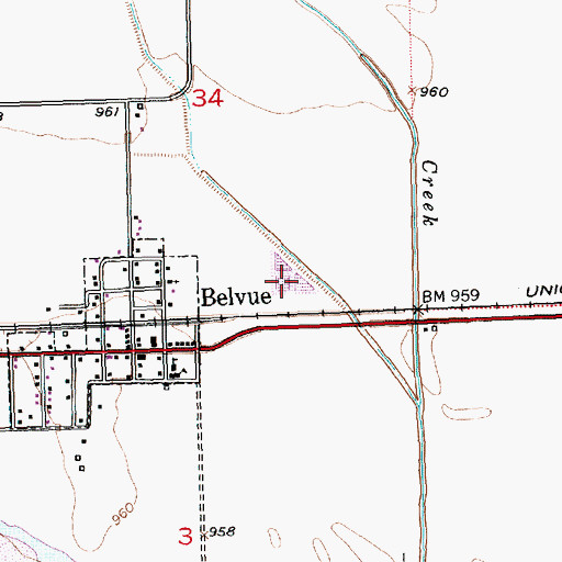 Topographic Map of Belvue Wastewater Plant, KS