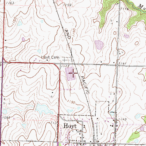 Topographic Map of Hoyt Rural Water District Wastewater Treatment Facility, KS