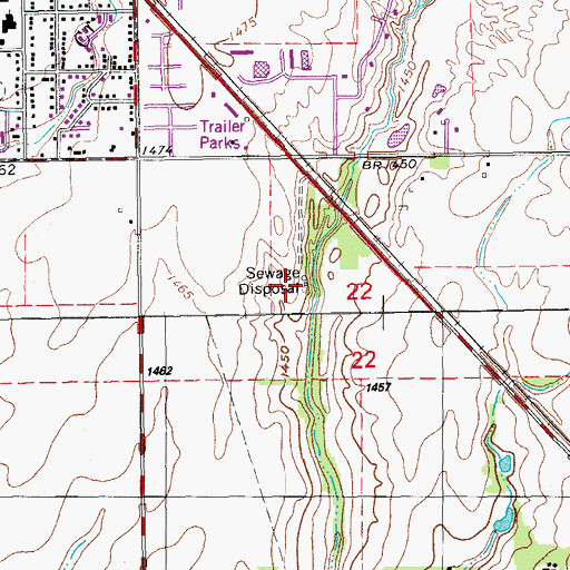 Topographic Map of Hesston Wastewater Treatment, KS