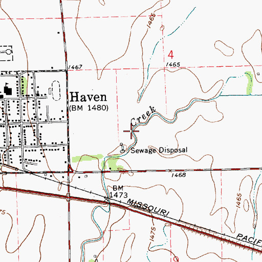 Topographic Map of Haven Wastewater Treatment Facility, KS