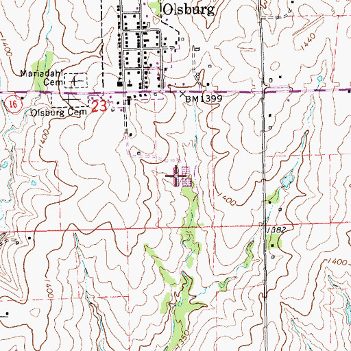 Topographic Map of Olsburg Wastewater Treatment Facility, KS
