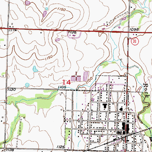 Topographic Map of Waverly Sewer Treatment Plant, KS