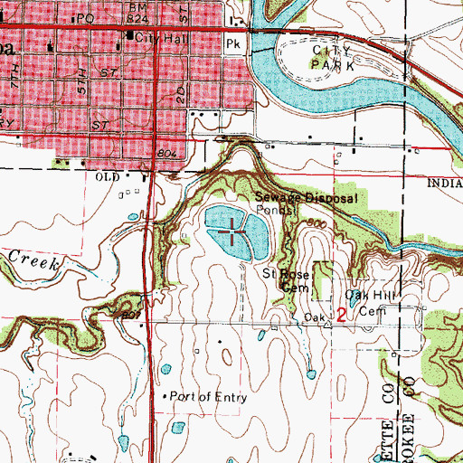 Topographic Map of Chetopa Wastewater Treatment Plant, KS