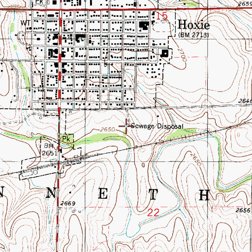 Topographic Map of Hoxie Wastewater Treatment Facility, KS