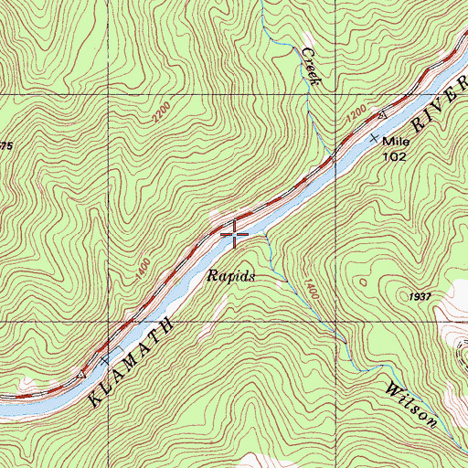Topographic Map of Wilson Creek, CA