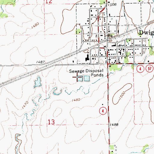 Topographic Map of Dwight Wastewater Treatment Plant, KS
