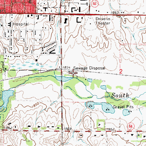 Topographic Map of Pratt Wastewater Treatment Plant, KS