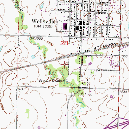 Topographic Map of Wellsville Wastewater Plant, KS