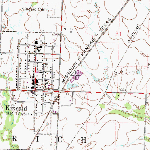 Topographic Map of Kincaid Wastewater Plant, KS