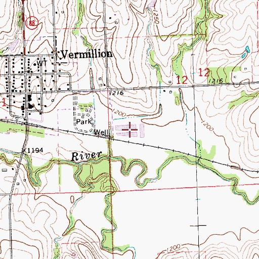Topographic Map of Vermillion Wastewater Treatment Facility, KS