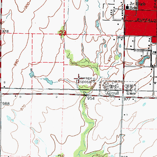 Topographic Map of Girard Wastewater Treatment Facility, KS