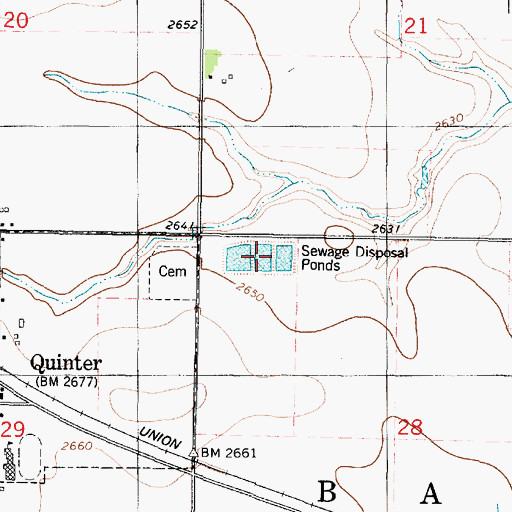 Topographic Map of Quinter Wastewater Treatment Plant, KS
