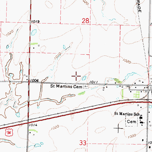 Topographic Map of Woodson County Improvement District, KS